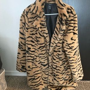 Tiger print faux fur coat